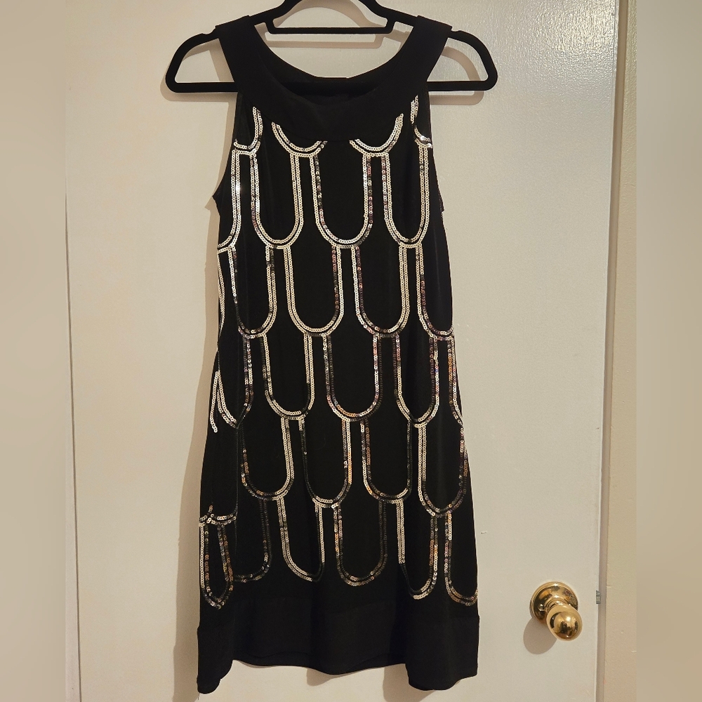 Black with Silver Sequins Mini Dress